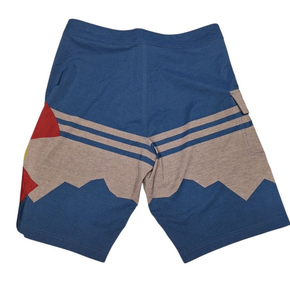 Colorado Bred Board Shorts Swim‎ Trunks Mens 34 Blue Pocket Drawstring Summer - Picture 2 of 8